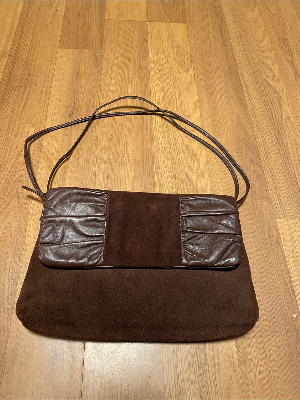 Vintage Brown Suede and Leather Shoulder Bag